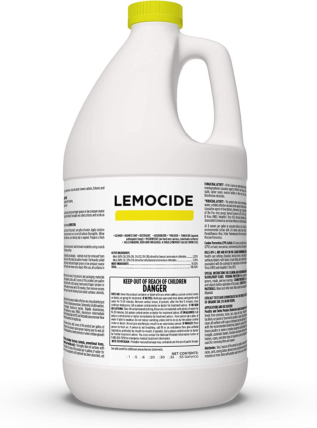 Professional Disinfecting Mildew, Virus & Mold Killer - Cleans & Deodorizes, Lemon Scent (1 Gallon Super Concentrate)