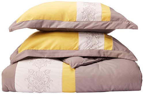 Book Cover Chic Home 8-Piece Embroidery Comforter Set, Queen, Livingston Yellow