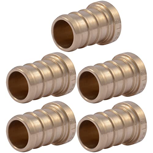 SharkBite 1/2 Inch Crimp Plug, Pack of 5, Brass Plumbing Fitting, PEX Pipe, PE-RT, UC514LFA5