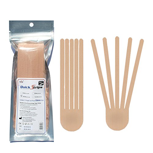 Nasara QuickStrips-10" Precut Edema Strips - Beige - Pack of 15 Kinesiology Tape Edema Strips
