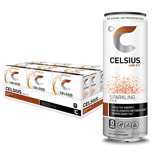 CELSIUS Sparkling Cola Fitness Drink, Zero Sugar, Slim Can 4-Packs, 12 Fl Oz (Pack of 24)