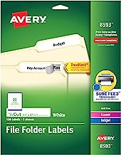Avery File Folder Labels, 6667 x 3.4375", White, Pack of 150 (08593)