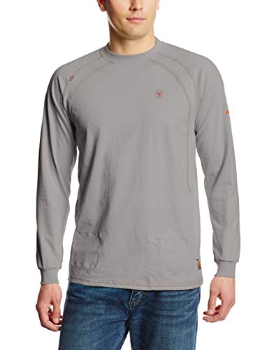 Ariat Men's Flame Resistant Long Sleeve Work Crew, Silver Fox, Medium
