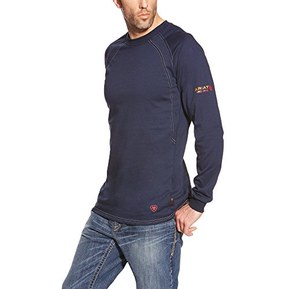 Ariat Men's Flame Resistant Long Sleeve Work Crew, Navy, Large