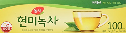 Dongsuh Korean Brown Rice Green Tea, Traditional Korean Tea Blend, 100 1.5g Tea Bags