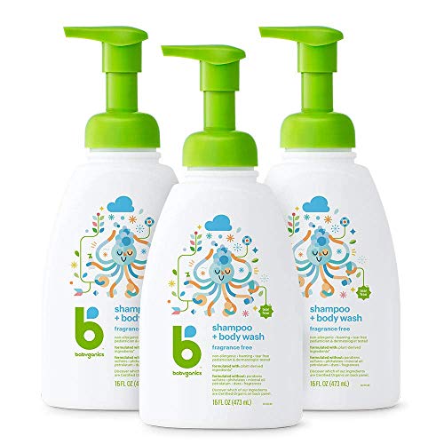 Book Cover Babyganics Baby Shampoo + Body Wash Pump Bottle, Fragrance Free, Packaging May Vary,16 Fl Oz (Pack of 3)