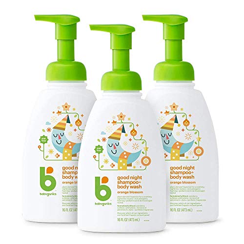 Babyganics Baby Shampoo + Body Wash Pump Bottle, Orange Blossom, 16oz, 3 Pack, Packaging May Vary