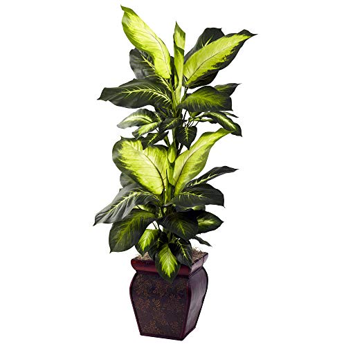 Book Cover Nearly Natural Golden Dieffenbachia with Decorative Planter, Green