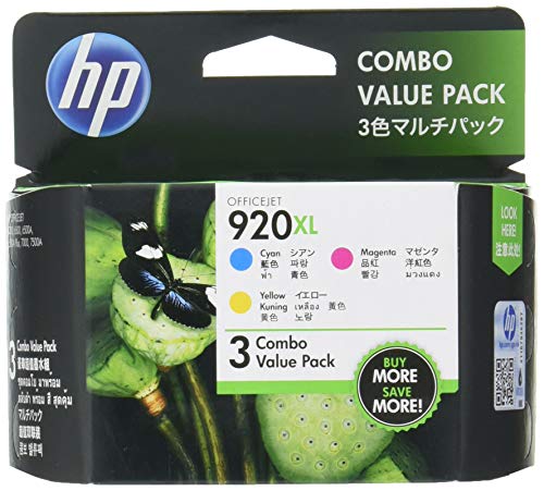 HP 920XL, 3-pack High Yield Cyan/Magenta/Yellow Original Ink Cartridges