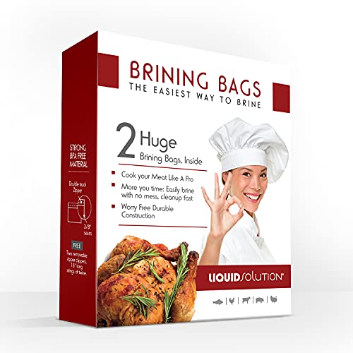 Book Cover New and Improved Liquid Solution Turkey Brining Bags - No BPA - Heavier Duty Materials - Thicker Seams - Gusseted Bottom - Double Track Zippers - Extra Large - Set of 2, 21.5 x 25.5 in Each