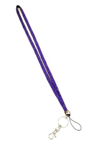Better Fit 14.5 inches Rhinestone Lanyard ID Badge Holder and Keychain (Blue)