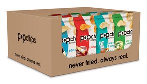 Popchips Potato Chips Variety Pack, Single Serve 0.8 Ounce Bags (Pack of 24), 4 Flavors: 8 Sea Salt, 8 BBQ, 4 Sour Cream & Onion, 4 Salt & Vinegar 4 Flavor Variety Pack 0.8 Ounce (Pack of 24)