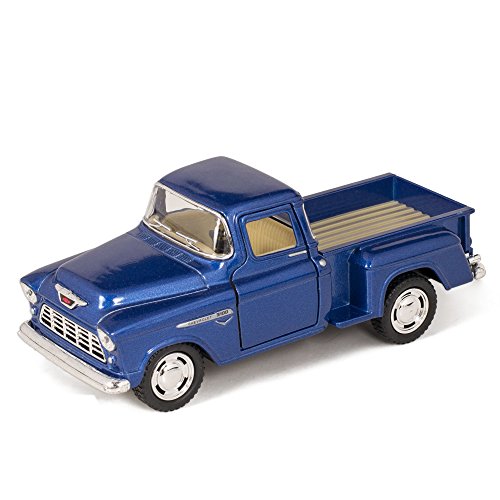 Book Cover Kinsmart 1955 Chevy Step Side Pick-Up Die Cast Collectible Toy Truck, Blue