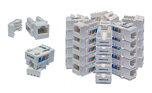 iMBAPrice White Cat5e RJ45 Punch Down Keystone Jack, 25 Pack, (IMBA-C5KSPD-WT-25PK)
