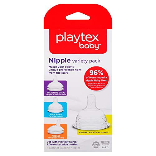 Playtex Nipple Variety Kit, Slow Flow, 4-Count