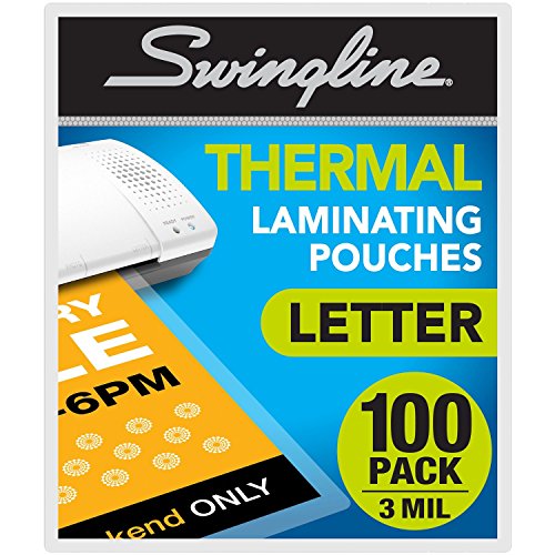 Book Cover Swingline Thermal Laminating Sheets / Pouches, Letter Size Pouch, Standard Thickness, 100 Pack (3202018)