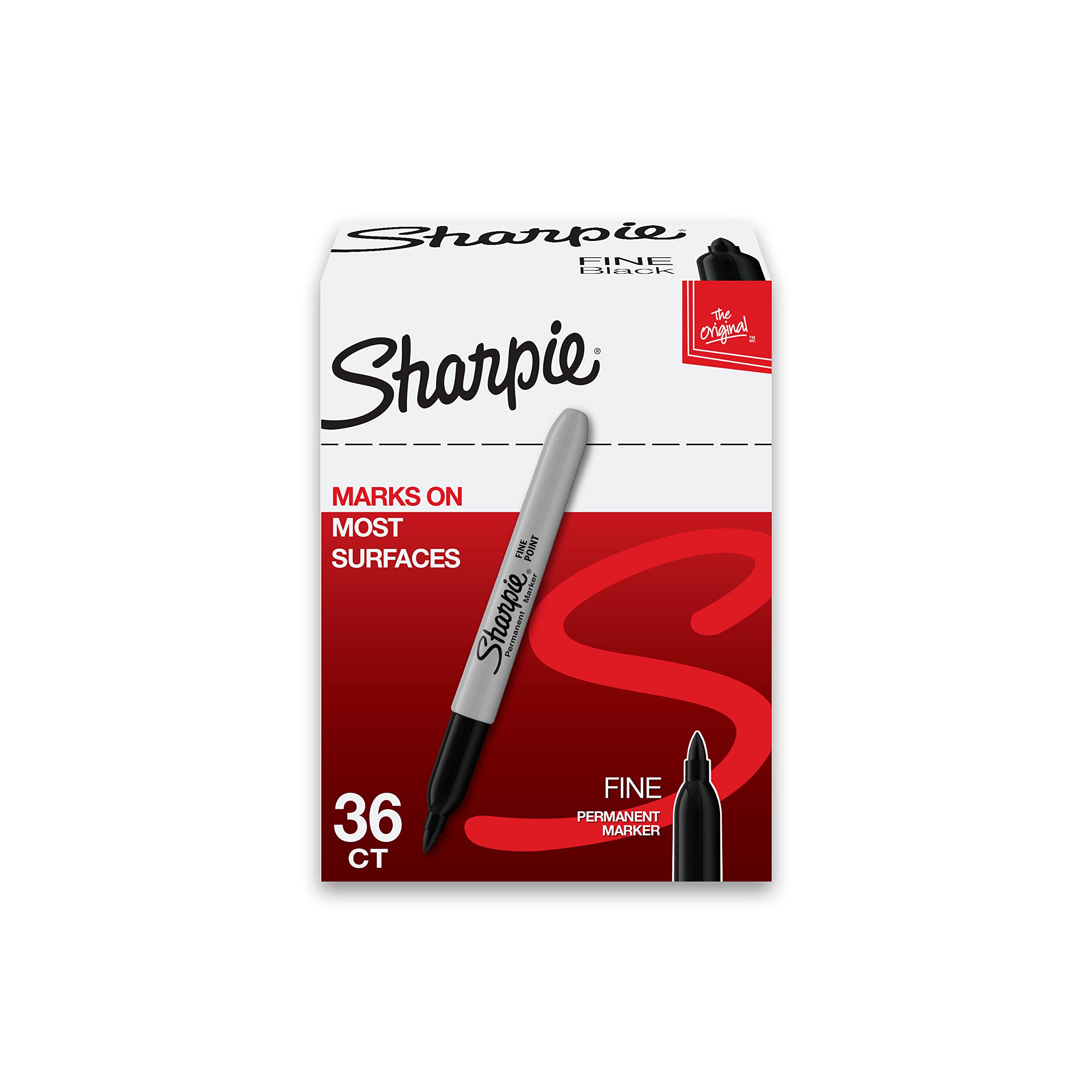 Book Cover SHARPIE Permanent Markers, Fine Point, Black, 36 Count