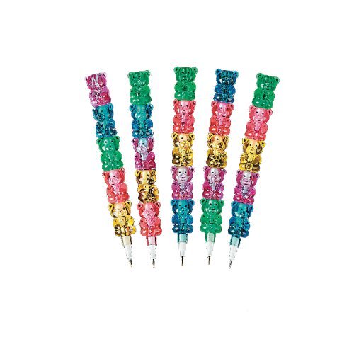 Fun Express Stackable Plastic Bear Pencils (12 Count)