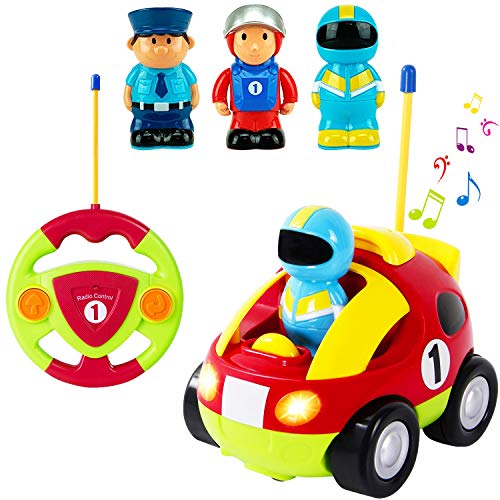 Book Cover My First Cartoon R/C Race Car Radio Remote Control Toy with Music and Lights for Toddlers