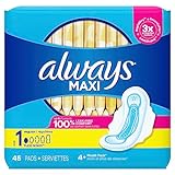Always Feminine Pads with Wings, Regular Absorbency, Unscented, 45 Count