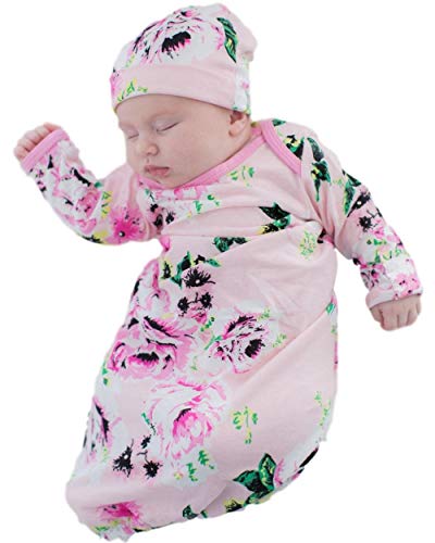 Baby Be Mine Newborn Gown and Hat Set Layette Romper Coming Home Outfit
