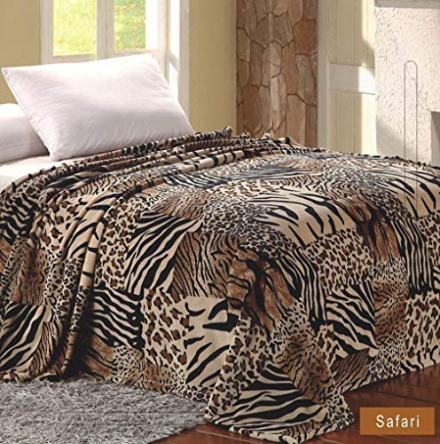 Home Must Haves Microfiber Plush Printed King Size Premium Warm Super Soft Cozy Bed Blanket Safari Beige
