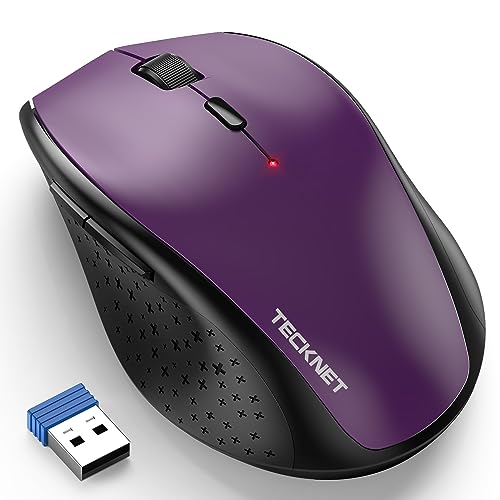 TeckNet M002 2.4G Nano Cordless Optical Mouse - 18 Month Battery Life - Battery Level Indicator - 2.4 GHz -3 Adjustable DPI Levels: 2000/1500/1000dPi - Nano USB wireless receiver - Purple