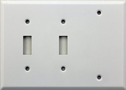 Smooth White Three Gang Wall Plate - Two Toggle Switches One Blank by Classic Accents