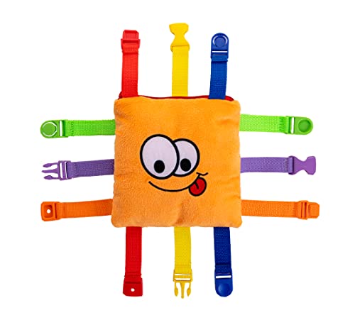 Book Cover Buckle Toys - Bizzy Square - Learning Activity Toy - Develop Motor Skills and Problem Solving - Easy Travel Toy - Occupational Therapy Toy