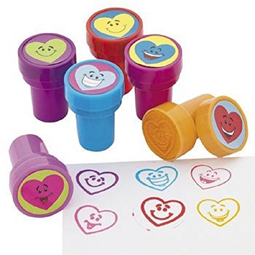 6 ~ Heart Smile Face Stampers-wrapped ~ Valentine Party Favors, Scrapbook Stamps