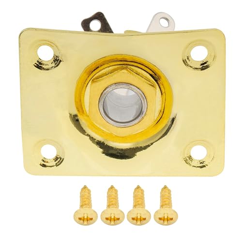 Musiclily 1/4" 6.35mm Rectangular Mono Guitar Output Jack Plate Input Socket for Gibson Les Paul Epiphone Replacement, Gold