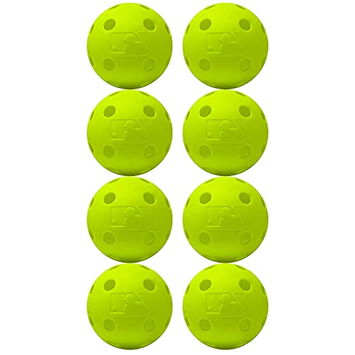 Franklin Sports Plastic Baseballs - Indestruct-A-Ball Plastic Batting Practice Baseballs - Plastic Training Balls - MLB - Yellow - 8 Pack