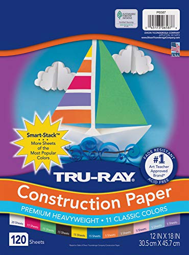 Pacon Tru-Ray Assorted Colors Smart Stack, 12" W x 18" L (Pack of 120)