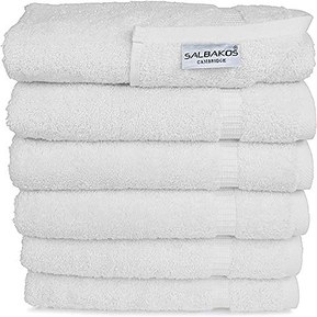 SALBAKOS Genuine Premium Organic Turkish Cotton Hotel and Spa Hand Towels, 700 GSM, 16â€x30â€, White (Hand Towels - Qty 6, White).