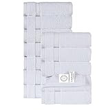 SALBAKOS 12-Piece 100% Turkish Cotton Wash Cloths for Bathroom & Face - Soft 13x13 in Small Towels for Body & Kitchen - Thick, Absorbent Multi-Use Oeko-TEX Certified Washcloths (White, 12 Washcloths)