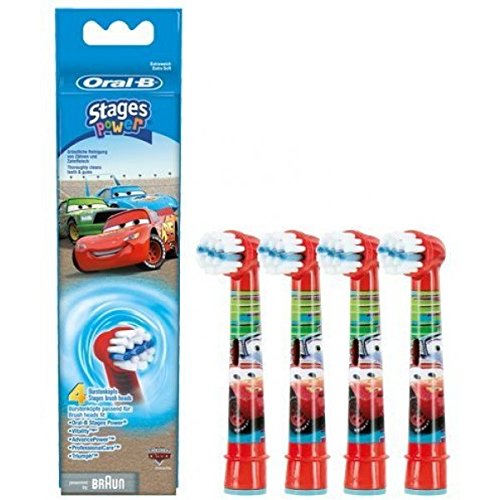Braun EB10-4K Oral-B Stages Power Kids Lot de 4 têtes de brosse à dents électrique pour enfant Cars