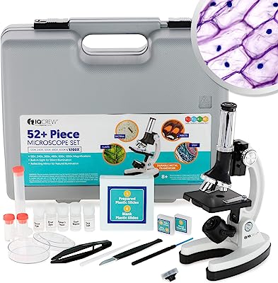 Book Cover AmScope 120X to 1200X 52-pcs Complete STEM Kids Student Beginner Biological Microscope Kit with Metal Arm and LED Light