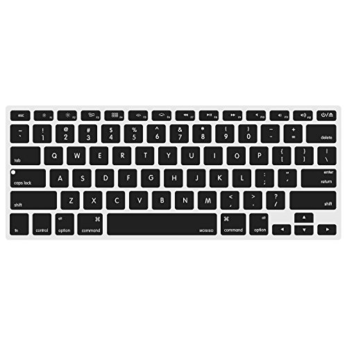 Book Cover MOSISO Silicone Keyboard Cover Compatible with MacBook Air 13 inch A1466 A1369 2010-2017&Compatible with MacBook Pro 13/15 inch (with/Without Retina Display, 2015 or Older Version), Black