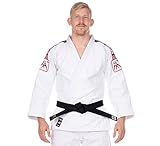 FUJI mens Double Weave Judo Gi, Thick Collar Cotton-Blend Judo Uniform, White, 5