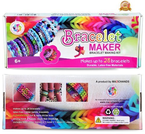 Book Cover Birthday Gifts / Toys For Girls / Boys Above 6 Year Old - [Best Arts and Crafts For Girls] - Premium Bracelet(Jewelry) Making Kit aka Friendship Bracelet Maker/Craft Kits With Loom, Rubber Bands, Clips & Manual Included - Arts/Crafts Bracelets K