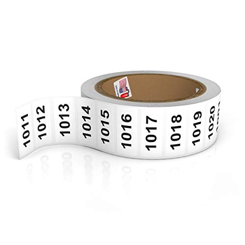Consecutively Numbered Labels. Measure: 1.5" X 0.75" Paper Material (Various Number Sequences Available) (1001-2000)
