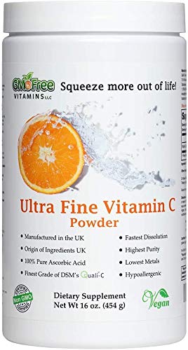 GMO Free Vitamins - Ultra Fine Vitamin C Powder, Made in UK, UK Ingredients - Highest Grade of Quali-C L-Ascorbic Acid for Maximum Bioavailability – Vegan (16 oz.)