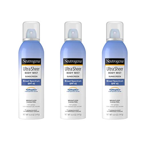 Neutrogena Ultra Sheer Body Mist Sunscreen, Broad Spectrum Spf 45, 5 Oz. (Pack of 3)