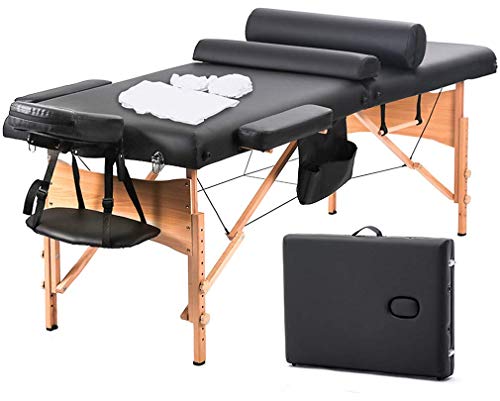 Book Cover Massage Table Massage Bed Spa Bed 73 Inch Heigh Adjustable 2 Fold Portable Massage Table W/Sheet Cradle Cover 2 Bolster Hanger Facial Salon Tattoo Bed