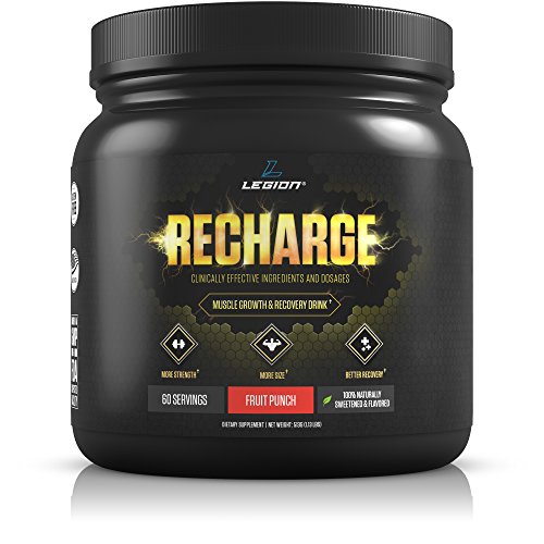 Book Cover Legion Recharge Post Workout Supplement - All Natural Muscle Builder & Recovery Drink With Creatine Monohydrate. Naturally Sweetened & Flavored, Safe & Healthy. Fruit Punch, 60 Servings