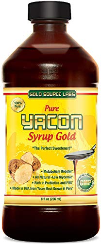 Pure Yacon Syrup Gold - All Natural Sweetener and Sugar Substitute, Highest FOS, 8 oz - Raw Root Extract Controls Appetite, Improves Metabolism, Lowers Blood Sugar, Great for Keto Weight Loss Diet