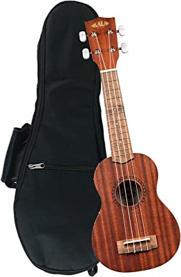 Kala KA-15S Mahogany Soprano Ukulele with FREE Deluxe Stronghold brand soprano uke soft case gig bag