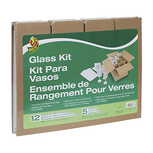 Duck Brand Glass Kit, 5 Corrugate Dividers and 12 Foam Pouches, Box Not Included (1362685)