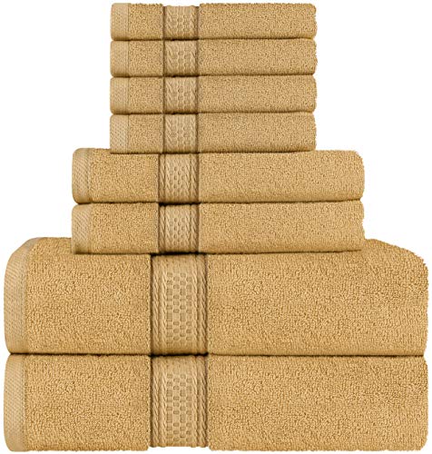 Book Cover Utopia Towels Towel Set, 2 Bath Towels, 2 Hand Towels, and 4 Washcloths, 600 GSM 100% Premium Ring Spun Cotton Highly Absorbent Towels for Bathroom, Shower Towel, (Pack of 8)