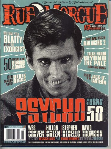 Rue Morgue Magazine 105 PSYCHO TURNS 50 Halloween IRON MAIDEN Derek Riggs HORROR COMICS Wes Craven EXORCIST October 2010 C